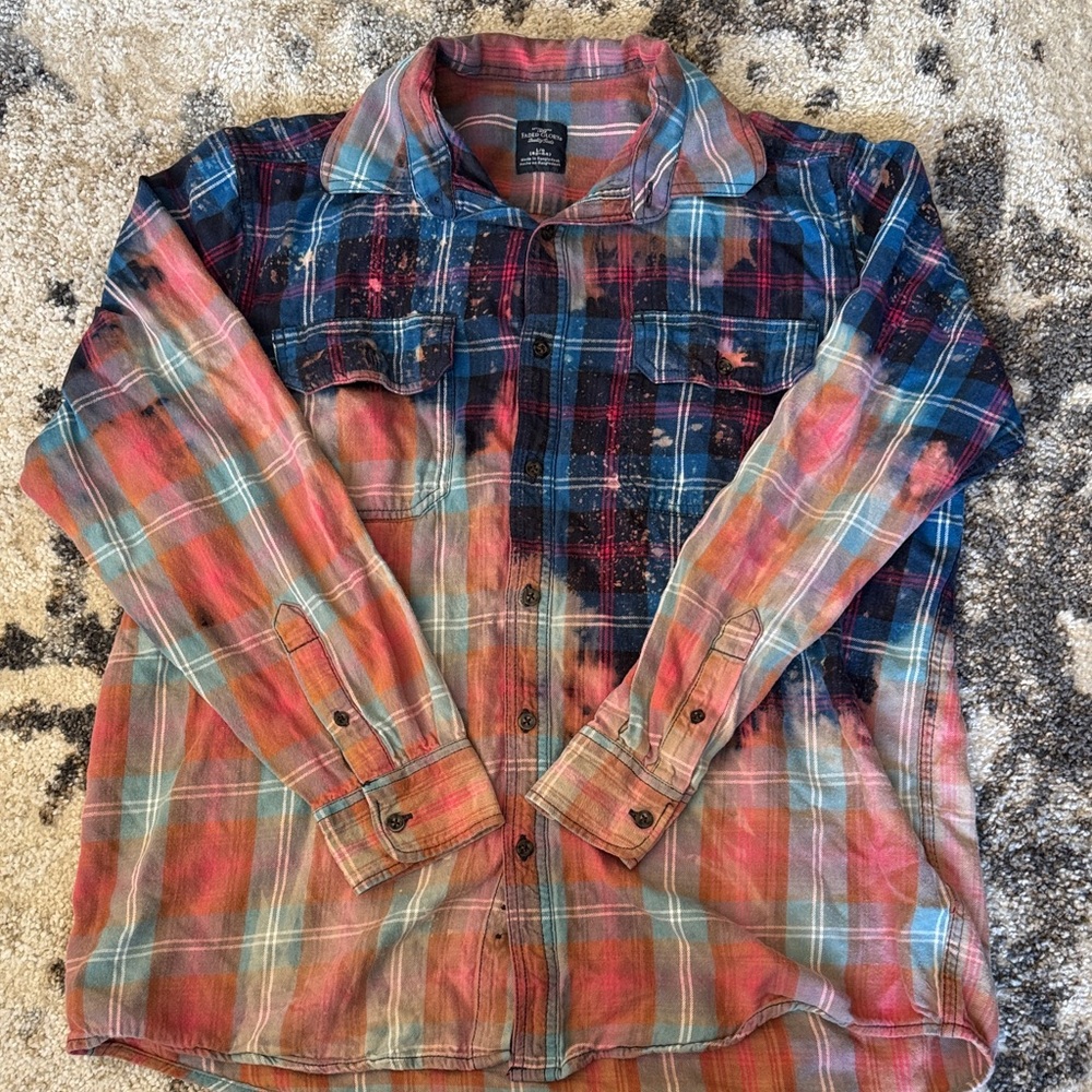 Faded Glory Vibrant Plaid Button Down Shirt